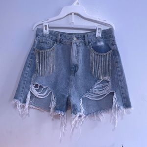 Cider Rhinestone Tassel Shorts